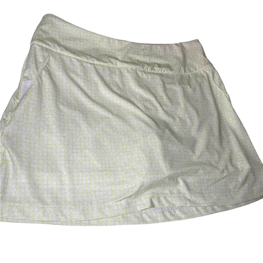 adidas womens golf skort medium white and lime green‎ print